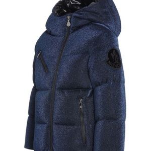 Moncler Navy glitter Down Taurua Hooded Coat (Girls size 14)